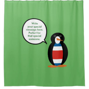 Costa Rica Talking Ms Penguin Personalised Shower Curtain