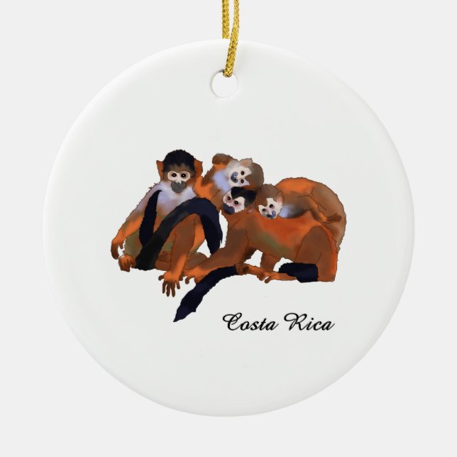 Costa Rica Titi Monkey Ceramic Tree Decoration (Front)