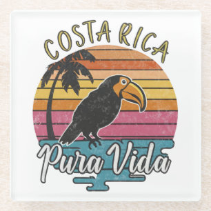 Costa Rica Toucans, Pura Vida  Glass Coaster