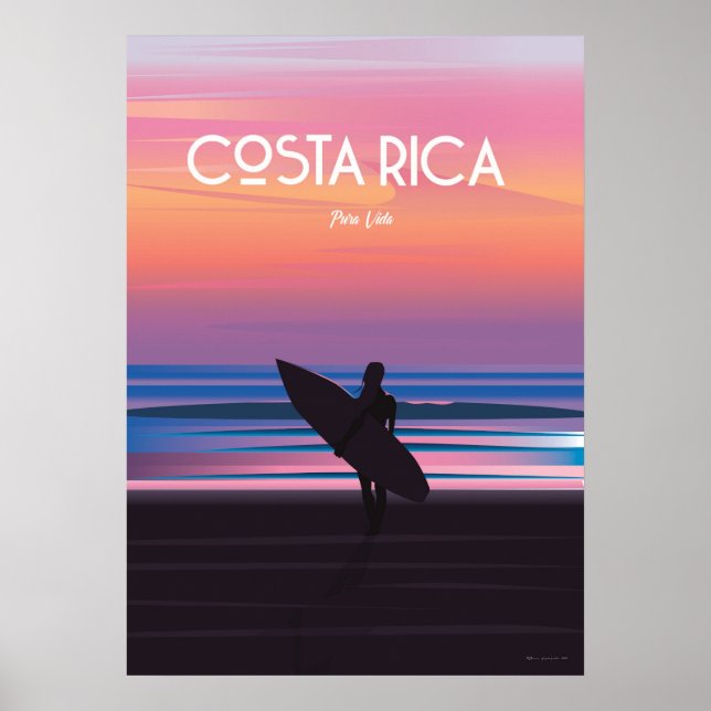 Costa Rica travel poster surf beach poster (Front)