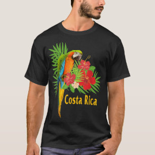 Costa Rica Vacation Parrot Tropical Flowers T-Shirt