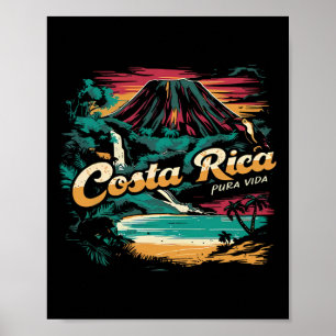 Costa Rica Vintage 70s Retro Throwback Family Vaca Poster