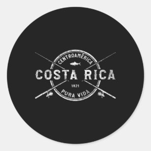 Costa Rica Vintage Crossed Fishing Rods Classic Round Sticker