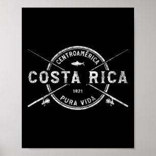 Costa Rica Vintage Crossed Fishing Rods Poster