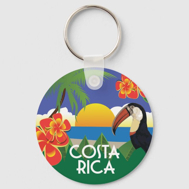 Costa Rica vintage style illustrations Key Ring (Front)