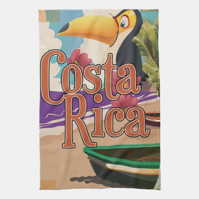 Costa Rica vintage travel poster Tea Towel (Vertical)