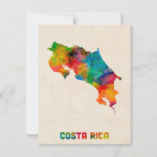Costa Rica Watercolor Map