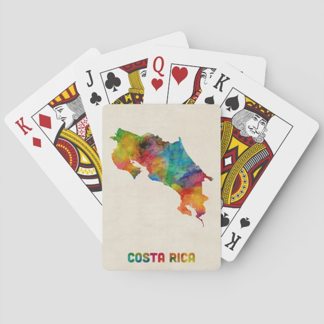 Costa Rica Watercolor Map Playing Cards (Back)
