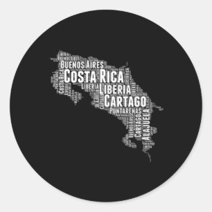 Costa Rica Word Cloud Country Map Classic Round Sticker