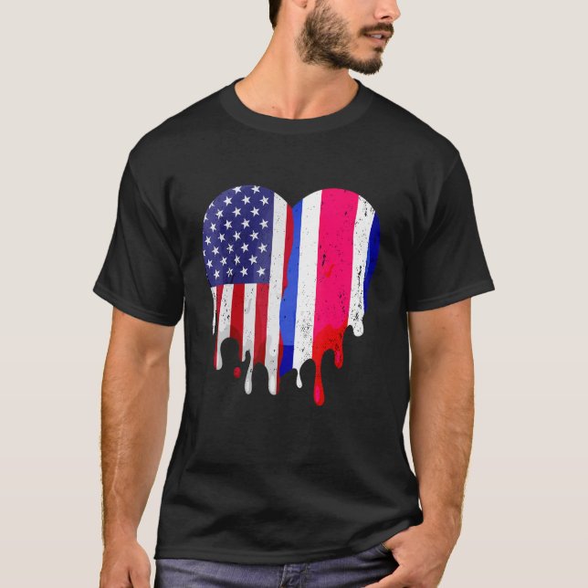 Costa Rican American Patriot Grown Country Melting T-Shirt (Front)