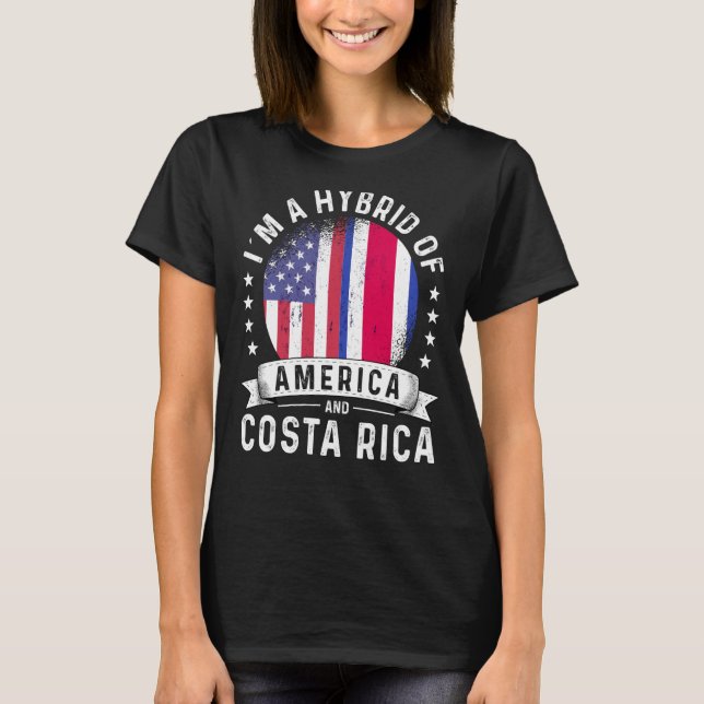 Costa Rican American Patriot Grown Flag Humour T-Shirt (Front)
