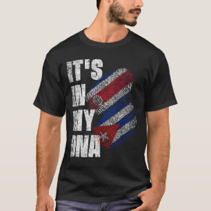 Costa Rican And Cuban Mix DNA Flag Heritage T-Shirt