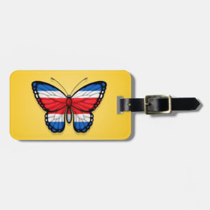 Costa Rican Butterfly Flag on Yellow Luggage Tag