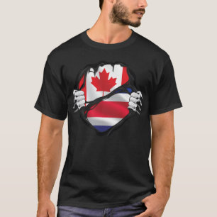 Costa Rican Canadian Hands Ripped Roots Flag T-Shirt