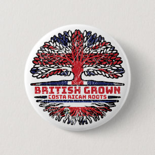 Costa Rican Costa Rica Uk United Kingdom British 6 Cm Round Badge