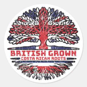 Costa Rican Costa Rica Uk United Kingdom British Classic Round Sticker