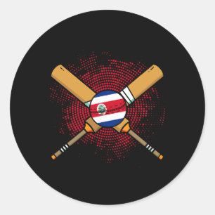 Costa Rican Cricket Racket And Ll Flag Of Costa Ri Classic Round Sticker