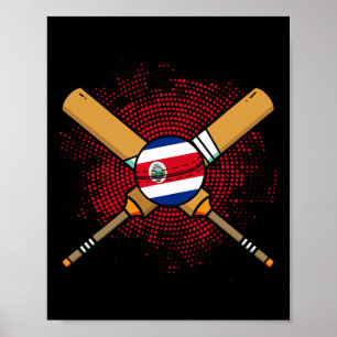 Costa Rican Cricket Racket And Ll Flag Of Costa Ri Poster