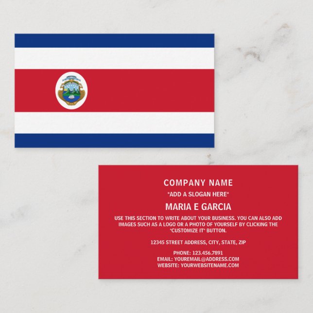 Costa Rican Flag, Flag of Costa Rica Business Card (Front/Back)