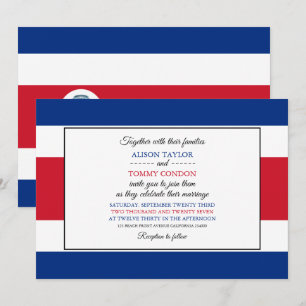 Costa Rican Flag, Flag of Costa Rica Wedding Invitation