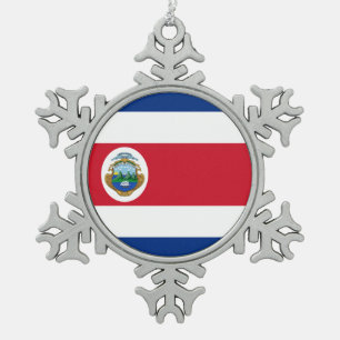 Costa Rican flag Snowflake Pewter Christmas Ornament