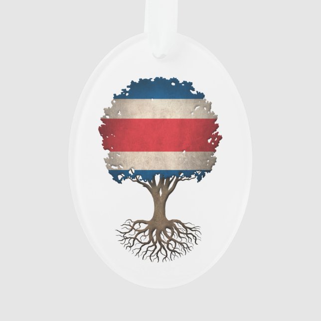 Costa Rican Flag Tree of Life Customisable Ornament (Back)