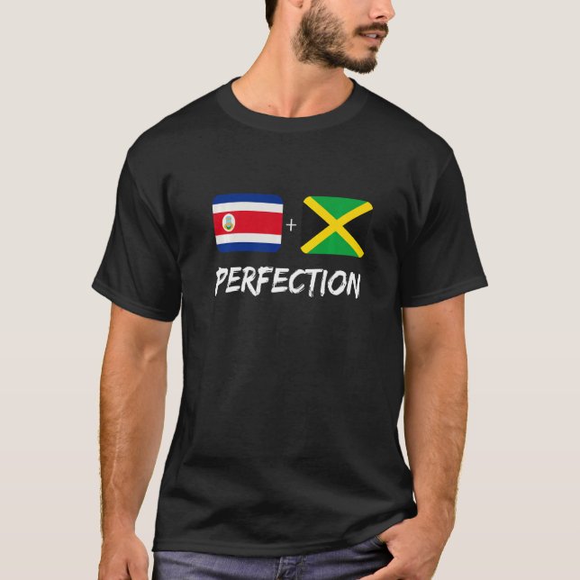 Costa Rican Plus Jamaican Perfection Mix Flag Heri T-Shirt (Front)