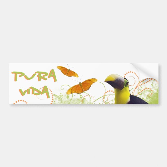 Costa Rican Pura Vida Toucan Bumper Sticker (Front)