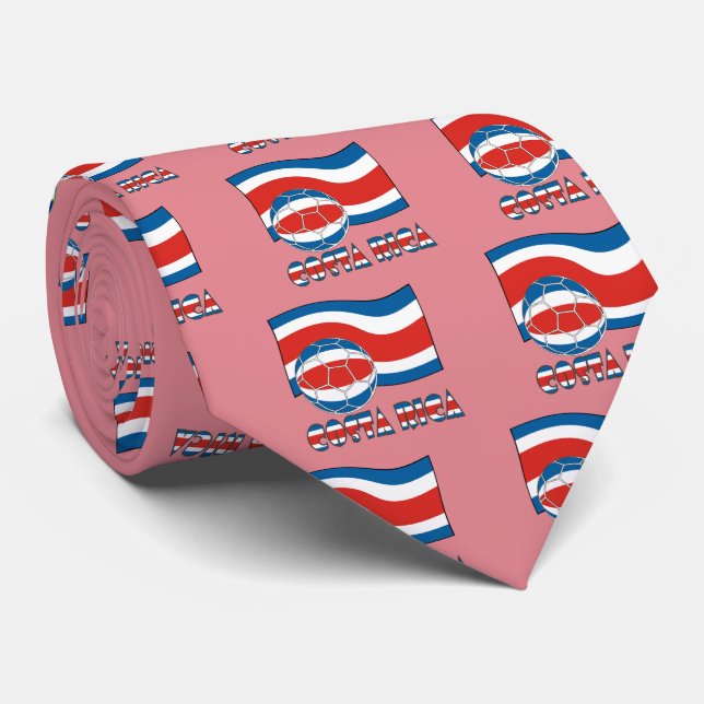 Costa Rican Soccer Ball and Civil Flag Tie (Rolled)