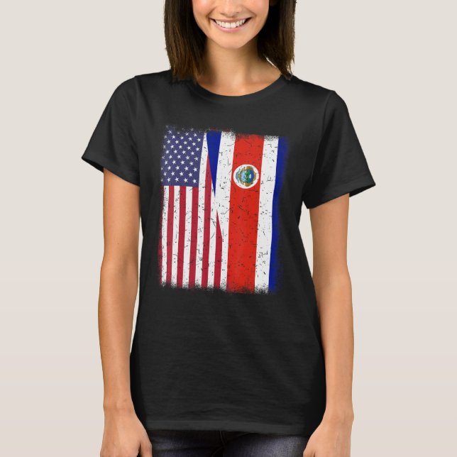 Costa Rico American Flag Men Women Rican Hispanic  T-Shirt (Front)