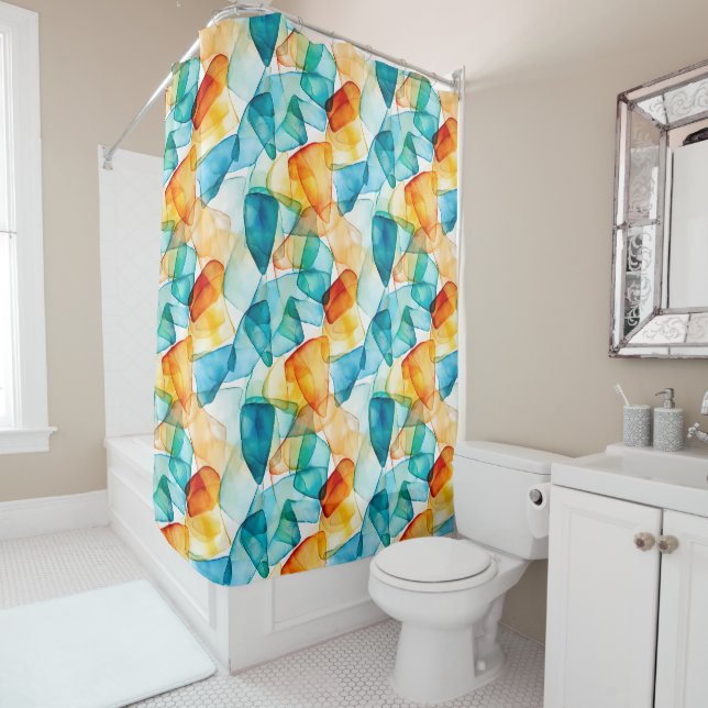 Costal Colour Drift Shower Curtain (In Situ)
