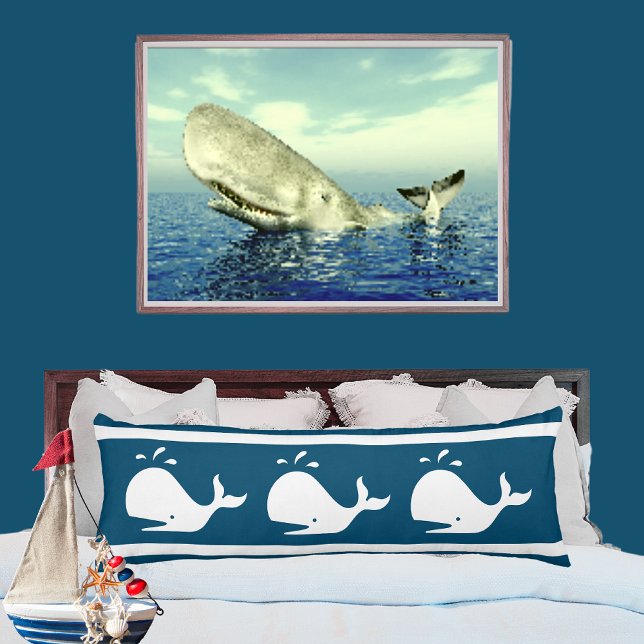 Costal Nautical Ocean BLUE White  WHALE Body Cushion (Creator Uploaded)