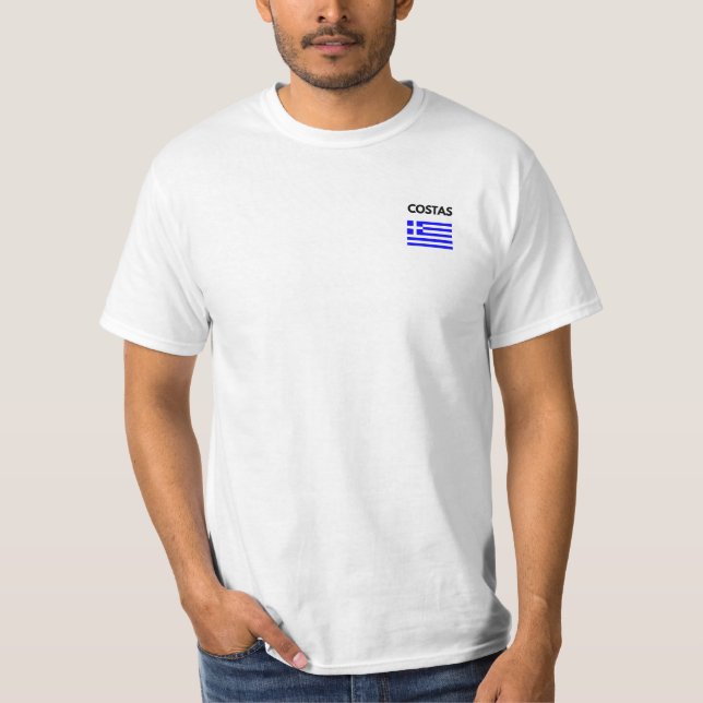 Costas Greek Name with Greek Flag Design T-Shirt (Front)