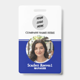Costom Corporate Employee Business logo blue clip ID Badge