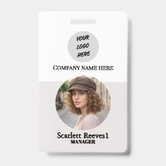 Costom Corporate Employee Business logo grey clip ID Badge