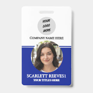 Costom Corporates Employee Business logo blue clip ID Badge