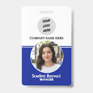 Costom Corporates Employee Business logo blue clip ID Badge