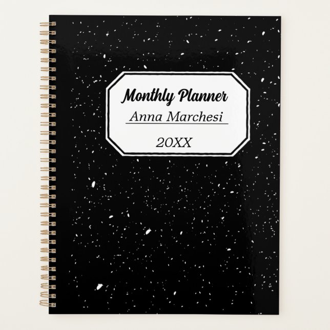 Costomazable Black And White Traditional Planner (Front)