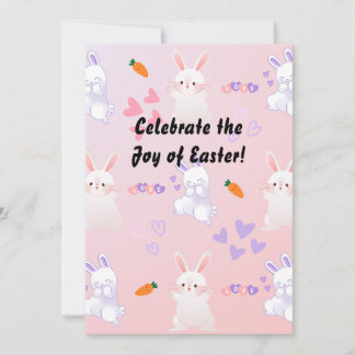costomize pink blue cute rabbit  Easter Holiday Card