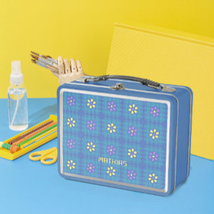 Costum Playful Geometrical Colourful Flower Name  Metal Lunch Box