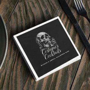 Costume and Cocktails Black Halloween Party Napkin