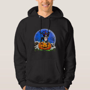 Costume Boston Terrier Dog Halloween Moon Girls Hoodie
