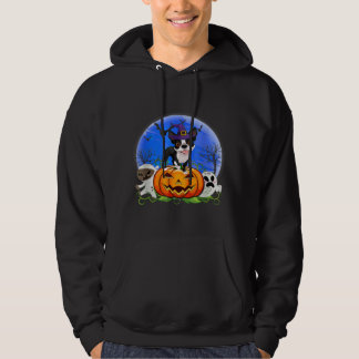 Costume Boston Terrier Dog Halloween Moon Girls Hoodie