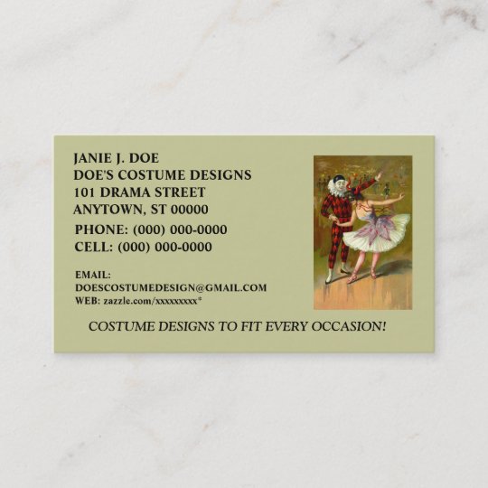 Costume Business Cards Zazzle UK