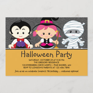 Costume Children Halloween Party Invitations