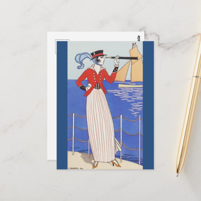 Costume de Yacht by George Barbier  Postcard (Front/Back In Situ)