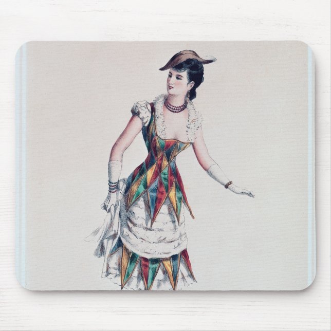 Costume design for a female harlequin, c.1880 mouse mat (Front)