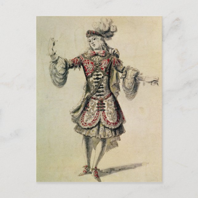 Costume design for a male dancer, c.1681 postcard (Front)