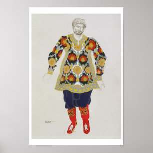 Costume design for a man, from Sadko, 1917 (colour Poster