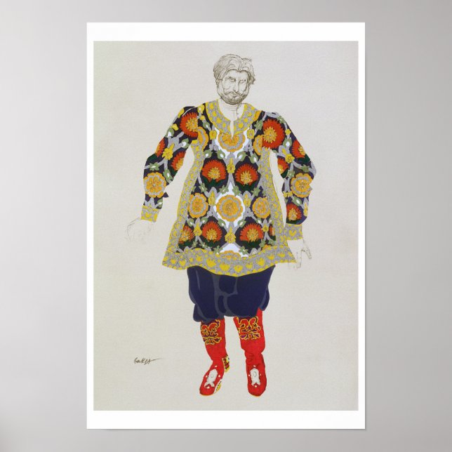 Costume design for a man, from Sadko, 1917 (colour Poster (Front)